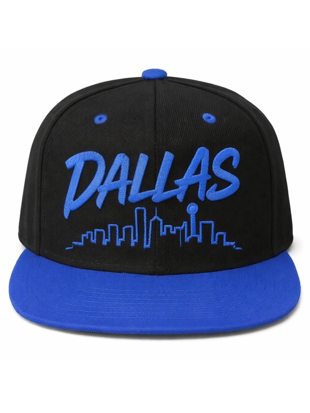 💙 Dallas Snapback Hat Black Royal Blue Embroidered Dallas Skyline Cap Streetwear